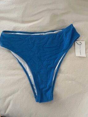 Blue Terry Cloth High Rise Bikini Bottoms